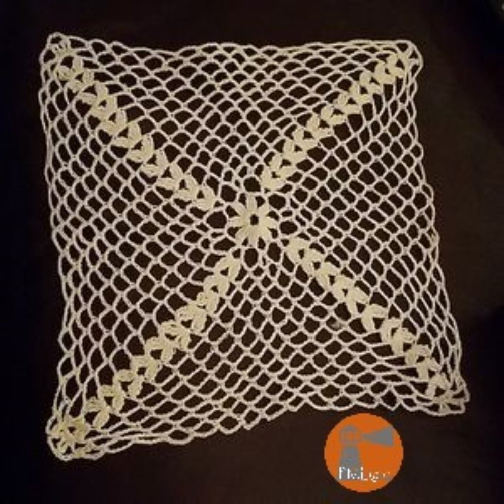 Square Vintage Crochet Doily Heart Pattern From Center